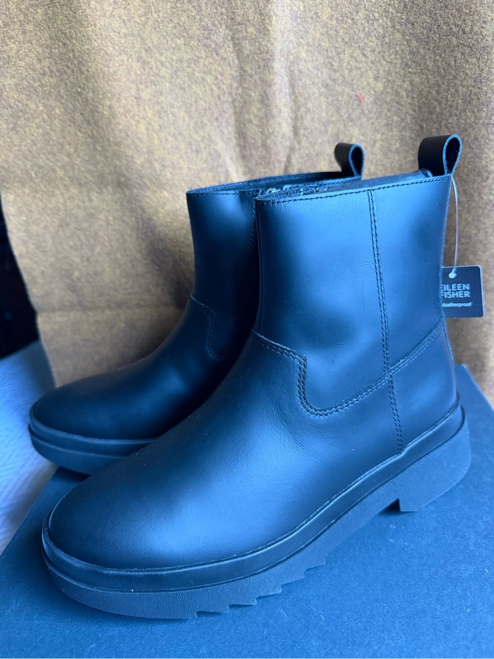 NIB Eileen Fisher Floyd Waterproof Boots Black Size 7.5